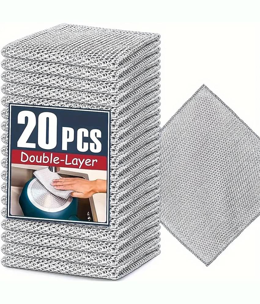 Lenon 20 Pcs Double-Layer Stainless Steel Regular Scrub