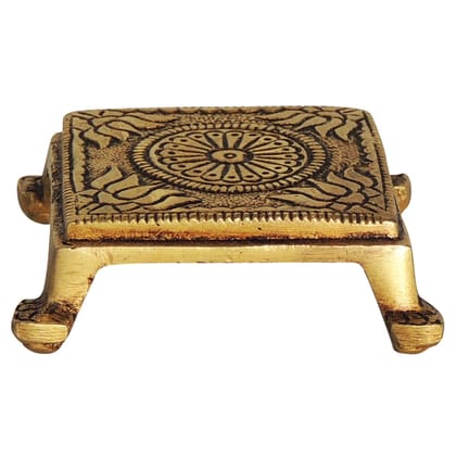 Brass Chowki God Idol Showpiece - Decorative Puja Base, Length : 2.2 Inch (BSMAS1403 B)