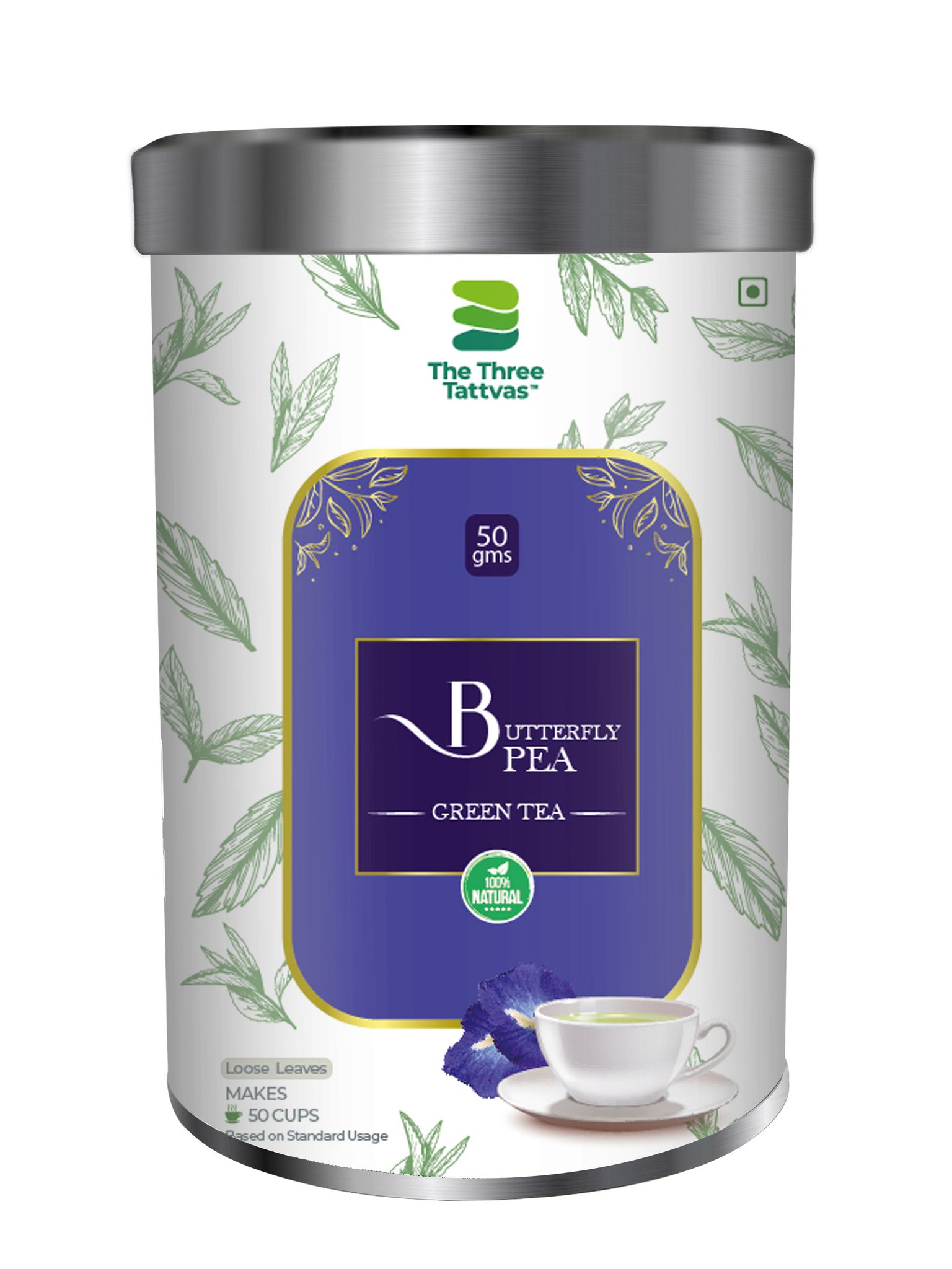 The Three Tattvas Butterfly Pea Green Tea 50gms