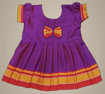 Mom And Me Purple Cotton Frock (0-3 Months) | Premium Elegant Design | Ceremony Wear