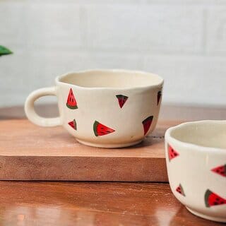 Cappuccino Watermelon Mug - Fun Ceramic Coffee Cup for Summer Drinkware (Single Mug)