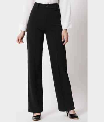 kotty Women Rayon Blend Casual Trousers ( Black )