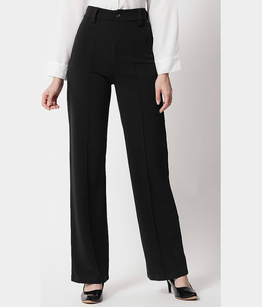 kotty Women Rayon Blend Casual Trousers ( Black )