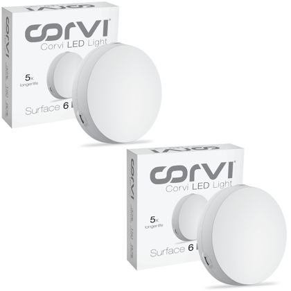 CORVI LED Surface 6 Round 15W | Dimmable & Driverless Ceiling Panel Light | Full Glow, No False Ceiling Required | Slim & Compact | Easy White 4000K (Pack of 2)