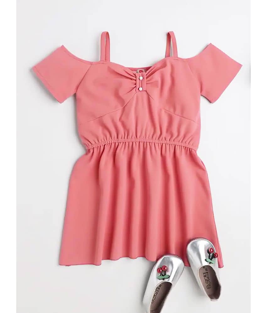 Addyvero Lycra Fit And Flare Dress For Girls ( Pack of 1 , Coral )