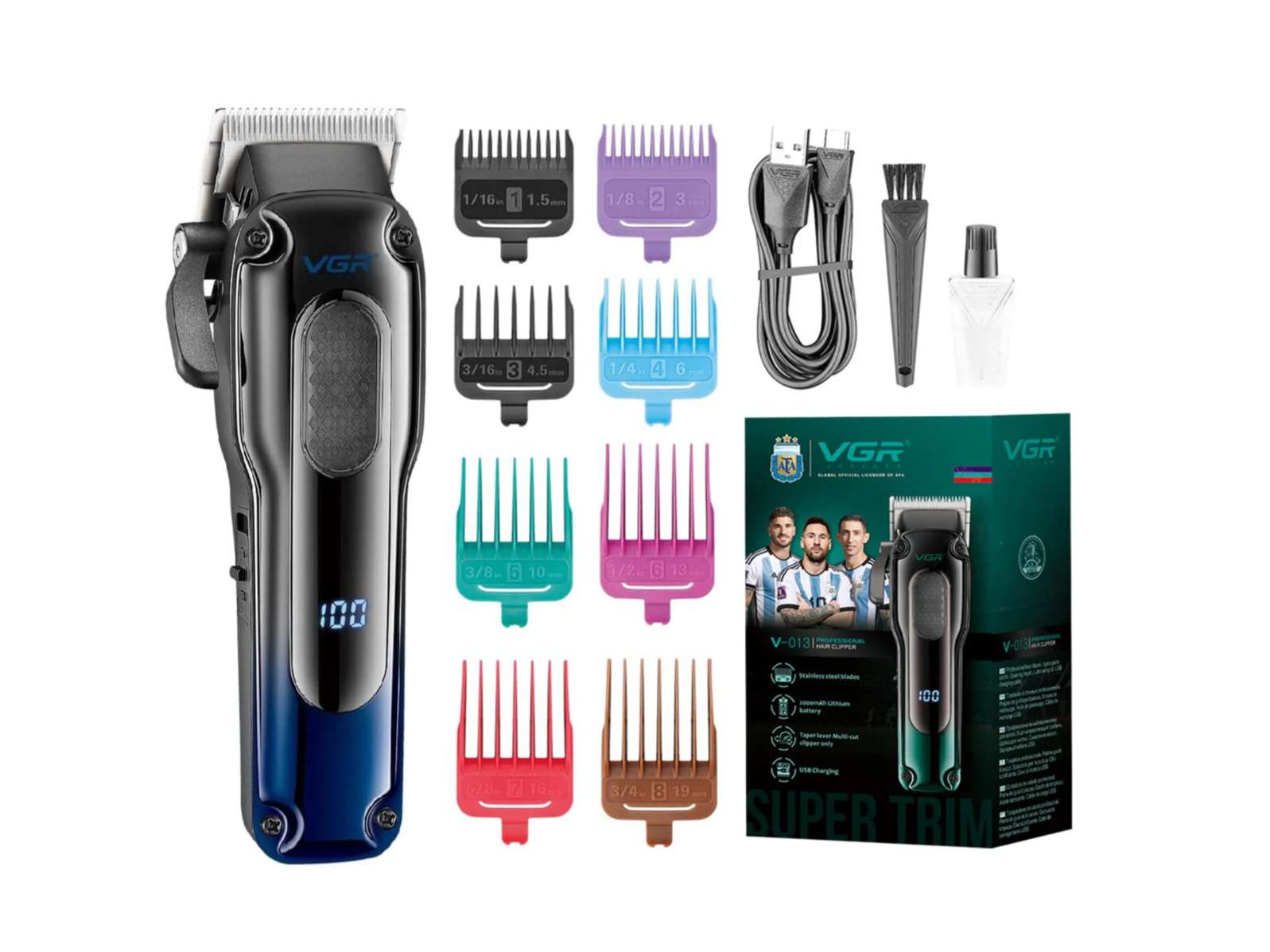VGR V-013 Professional Trimmer 200 min Runtime 12 Length Settings (Green, Black) - Blue
