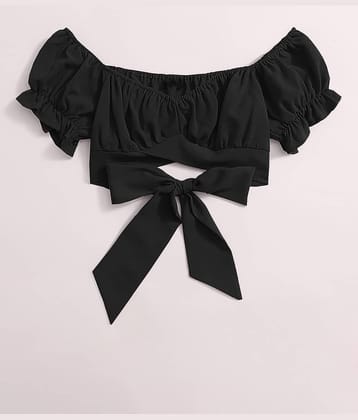 KAHARA Women's Polyester Crop Top ( Black )