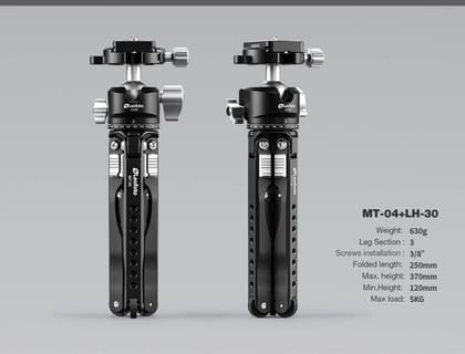 Leofoto MT-04 Plus LH-30 Spider Folding Aluminium Mini Tripod with Ball Head