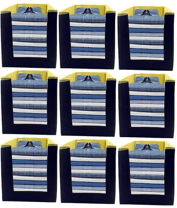 SH. NASIMA  Foldable Non Woven Shirt Stacker Wardrobe Organizer with Side Handle New (Pack of Black Yellow 9 pcs )