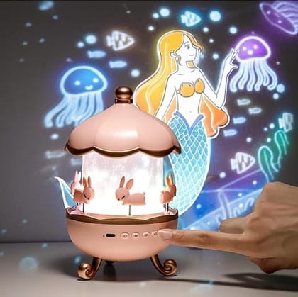 Rotating Cabin Projector Lamp Star Projector Night Light for Kids Baby Sound Machine Night Light for Room Decor Kids Night Lights for Bedroom (Bunny Projector)