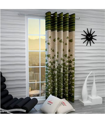 Home Sizzler Single Door Semi-Transparent Eyelet Polyester Curtains Green