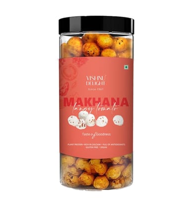 Vishnu Delight Tomato Treat Organic Roasted Makhana, 90g - Tangy Tomato Flavored - Perfect Snack for Those Who Love the Taste of Fresh Tomatoes