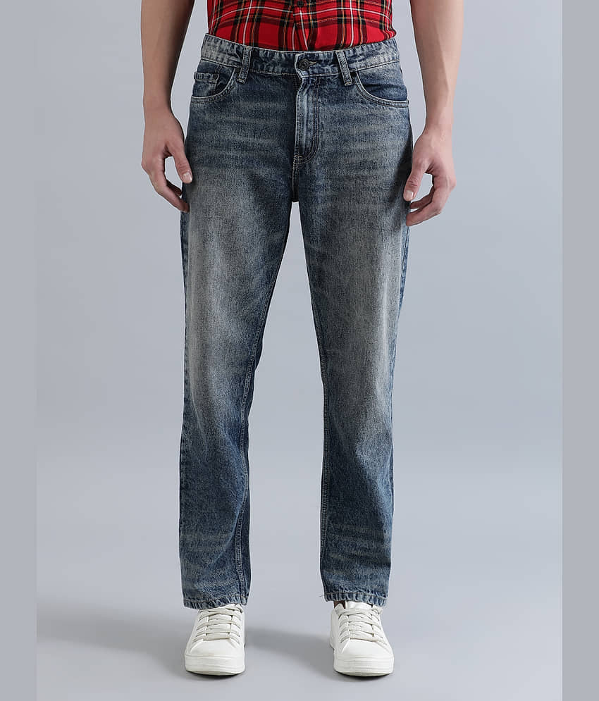 Bene Kleed Men Relaxed Fit Mid-Rise Medium Shade Heavy Fade Clean Look Cotton Jeans