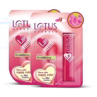Lotus Herbals Lip Lush Tinted Lip Balm - Strawberry Crush  Spf 20  8H Moisturisation  4G ( Pack Of 2 )