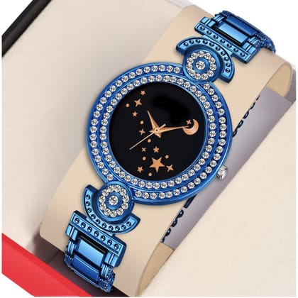 Bolun Black id Chand Dial Blue BD Girls and Women Watch