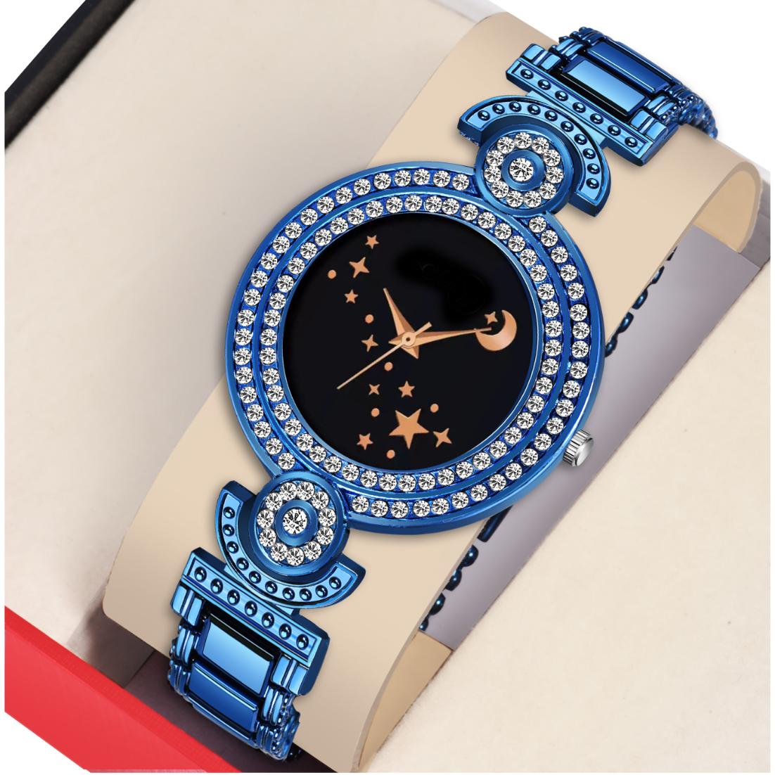 Bolun Black id Chand Dial Blue BD Girls and Women Watch
