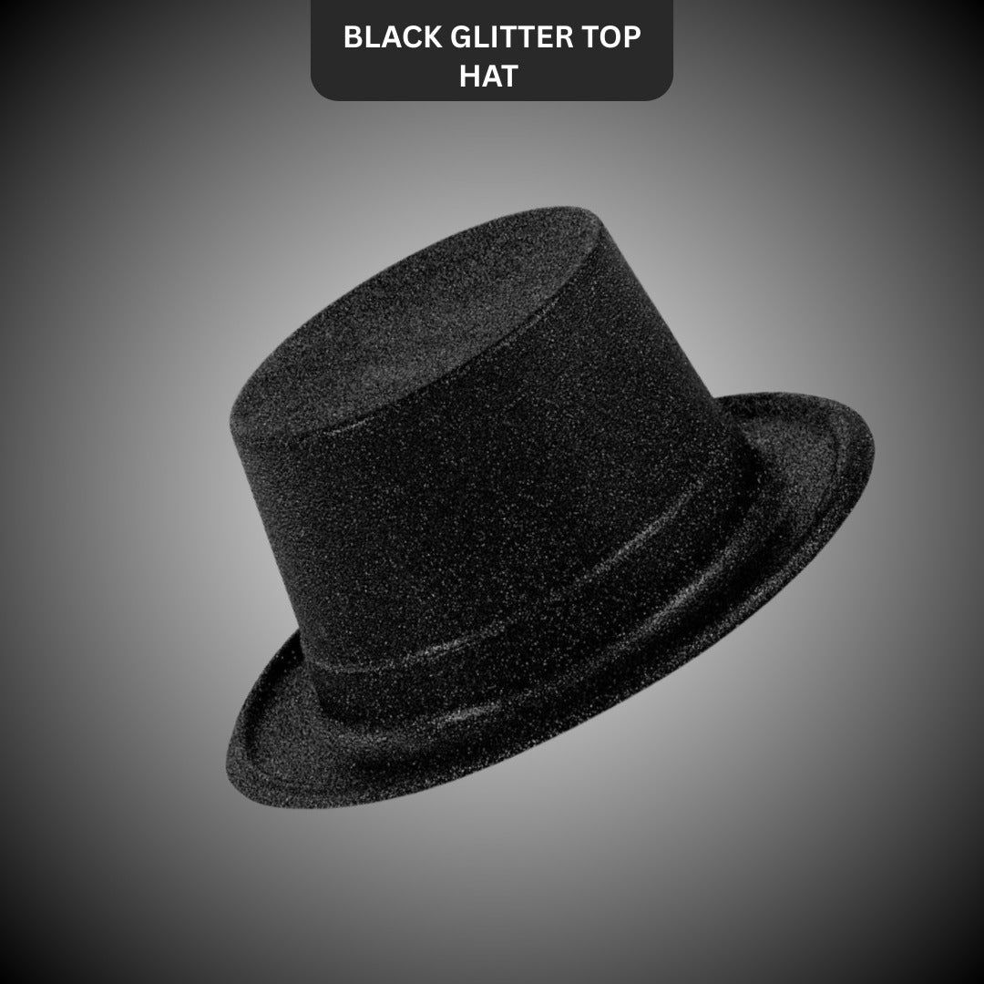 Glitter Top Hat Large Black