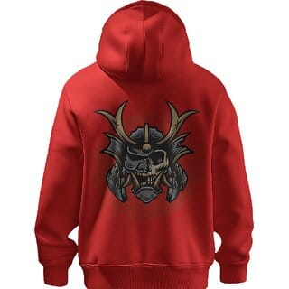 BULL CLOTHING Mens Samurai Helmet Graphic Hoodie - 60 Cotton 40 Poly 280 GSM Fleece Pullover Sweatshirt