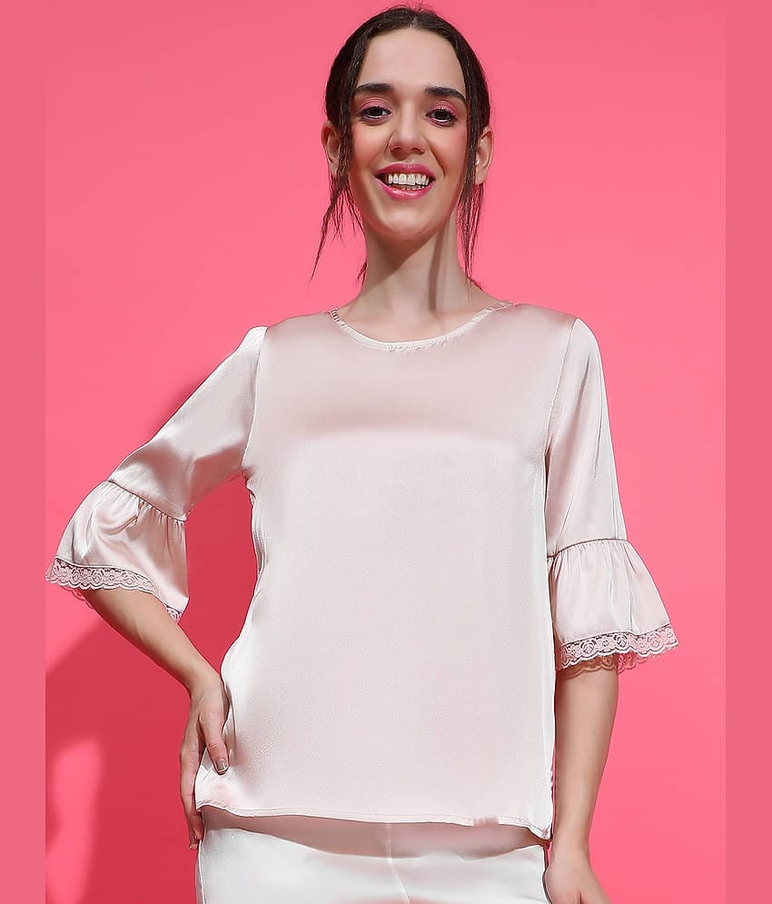 Oxolloxo Women's Satin Regular Top ( Pink )