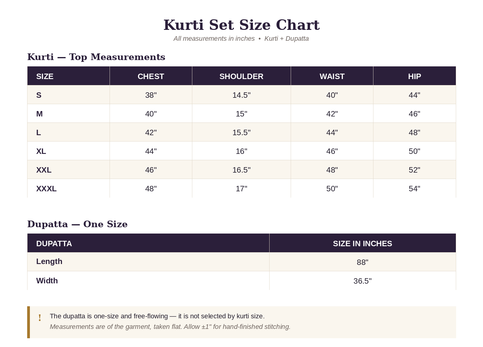 Size Guide