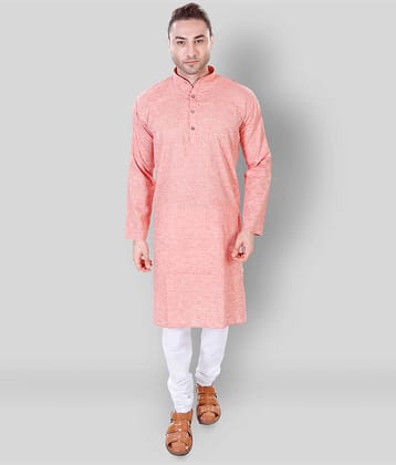 Maharaja - Red Cotton Regular Fit Men's Kurta Pyjama Set ( Pack of 1 )