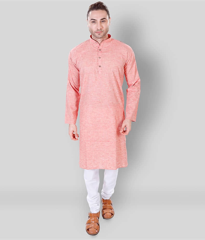 Maharaja - Red Cotton Regular Fit Men's Kurta Pyjama Set ( Pack of 1 )