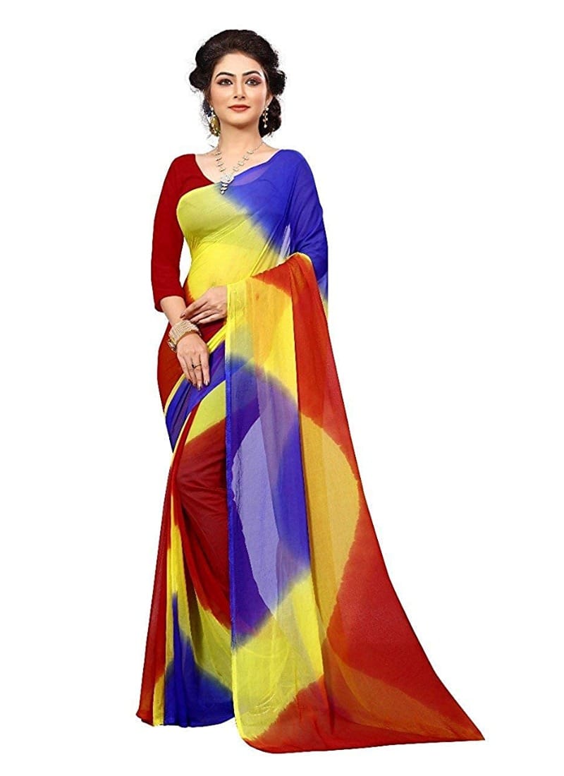 Generic Women's Chiffon Saree (Multi Color, 5 - 6 Mtrs)