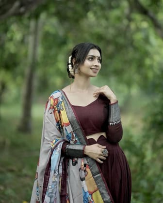 Elegant kalmakari lehenga , light shades to complement to create beautiful aura in all function-M