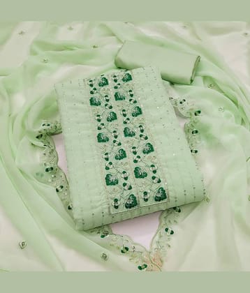 Rangtulika Ethnics Unstitched Georgette Embroidered Dress Material - Green ( Pack of 1 )