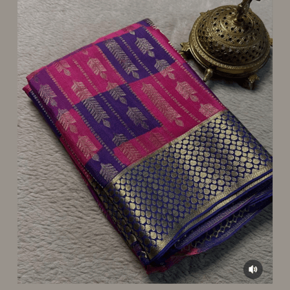 Rani and Blue Pure Brocade Mysore Silk Sarees