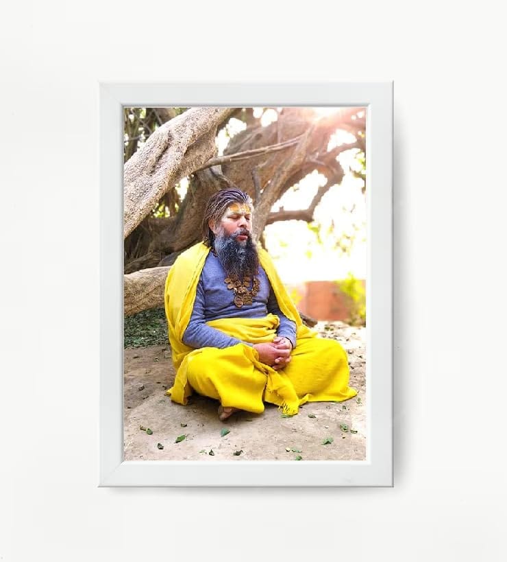 NOKKES Premanand Ji Maharaj White Religious Photo frame 5X7 Inch Photo Frame_WEW52