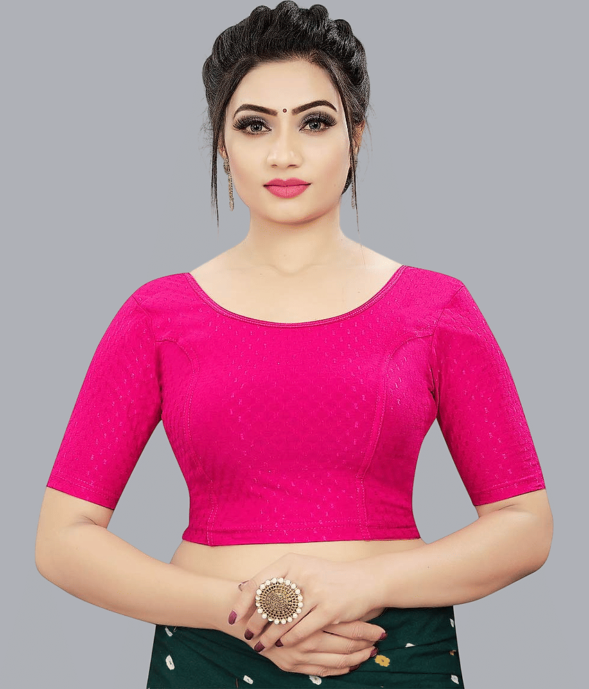 Bulbul Pink Readymade without Pad Lycra Women's Blouse ( Pack of 1 )