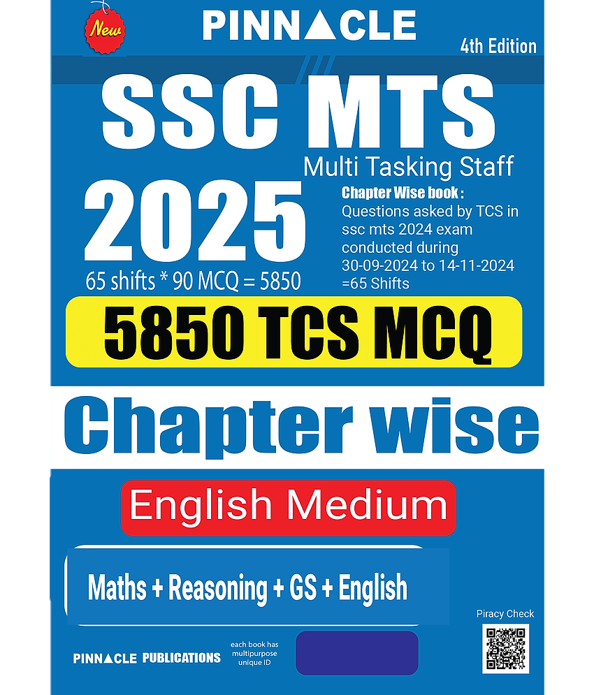 SSC MTS 2025 : 5850 TCS MCQ Chapter Wise 4th Edition English Medium