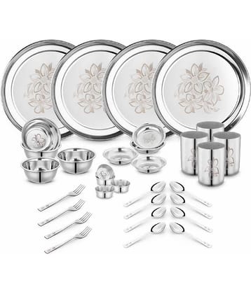 Classic Essentials - Glory-32 Silver Stainless Steel Dinner Set ( Pack of 32 )