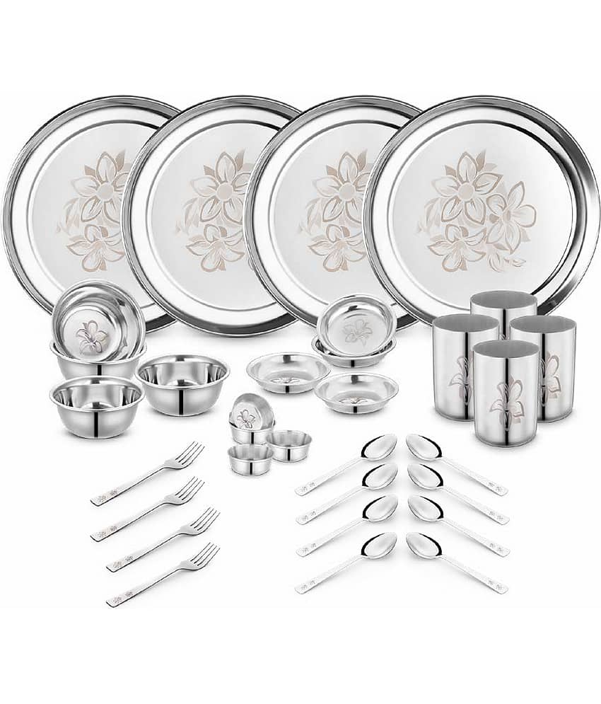 Classic Essentials - Glory-32 Silver Stainless Steel Dinner Set ( Pack of 32 )