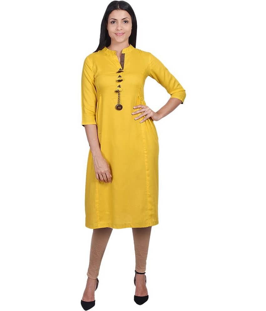 SVARCHI - Yellow Viscose Women's A-line Kurti