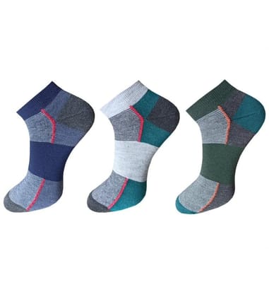 3_Pair Set Unisex Casual Cotton Striped Ankle Length Socks (Multicolor)-PID54131