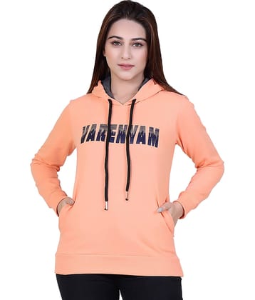 Varenyam Cotton Fleece Peach Hooded Sweatshirt