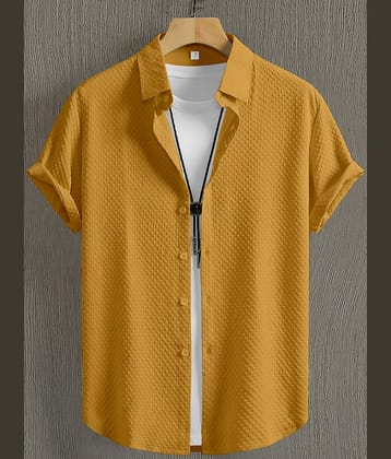 color bucket Cotton Blend Regular Fit Popcorn Textured Half Sleeves Men's Casual Shirt - Grey ( Pack of 1 )