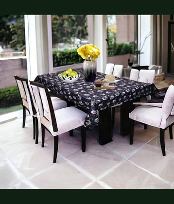 mopak decor Printed Polyester 6 Seater Rectangle Table Cover ( 198 x 137 ) cm Pack of 1 Black