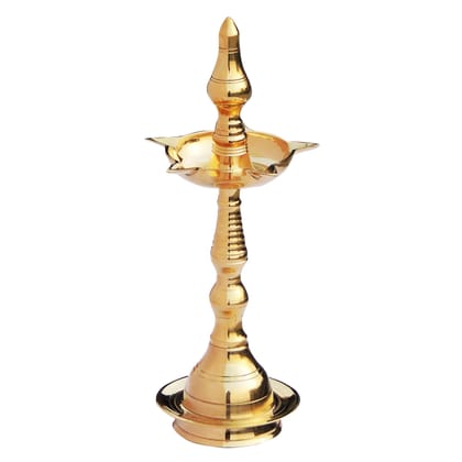 Brass Kerala Fancy Deepak, Oil Lamp No. 9  - Classic Brass Diya for Worship, Height : 11.2 Inch (FMAS642 C)