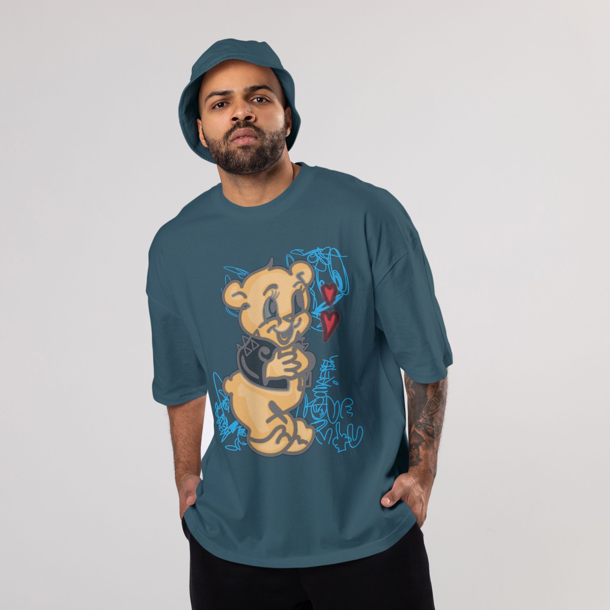 Colorful DOMREBEL Oversized T-Shirts: Green: Fresh Earthy Vibes-S / Cotton / Green