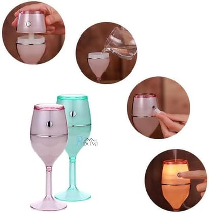 Wine Cup Humidifier 7 Color LED Night Lights USB Humidifier Aromatherapy Essential Oil Diffuser | Adjustable Mist Mode