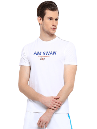Mens Cotton Rich Lycra Graphic Half  Sleeve Crew Neck T-Shirts-S-38