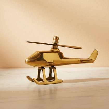 Brass Helicopter Showpiece | Kids Playing Miniature Toy Decor, Height : 3 Inch (ZMAS562 E)