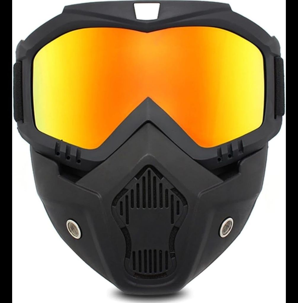 Motorcycle Goggle mask Anti Scratch UV Protective Face Mask,[with peck 1] 3 in 1 bottle cleaning brush Bike Riding Goggles Adjustable Elastic Strap Goggles Mask for Helmet (Yellow Visor)