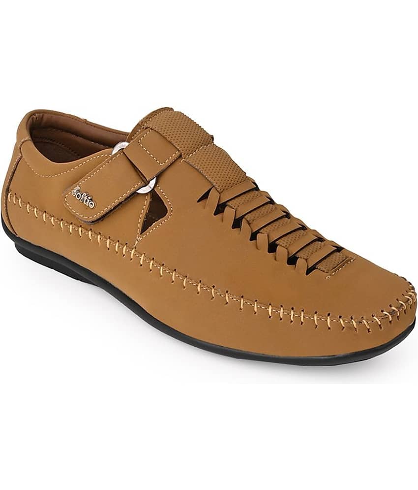 softio Tan Men's Toe covered Flip Flop