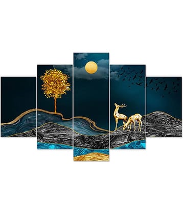SNDArt Set Of 5 Modern Art Deer Wall Paintings For Living Room 18 x 30 inch