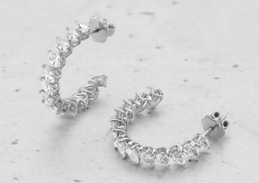 Tilted Teardrop Hoop Earrings