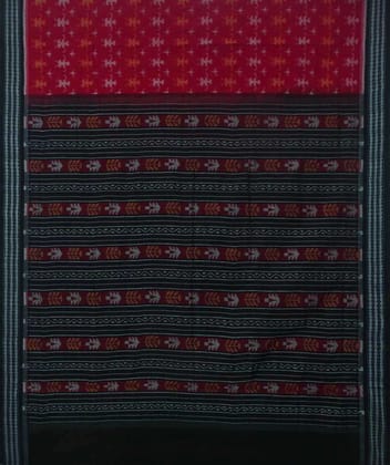Red black handwoven sambalpuri cotton saree